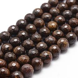 Natur Bronzit Perlen Stränge, facettiert, Runde, 4 mm, Bohrung: 1 mm, ca. 89~96 Stk. / Strang, 14.9 Zoll ~ 15.1 Zoll