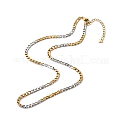 304 de acero inoxidable de dos tonos collares de cadena acera, con extensor de cadena de latón, acero color oro y acero, 44.5 cm