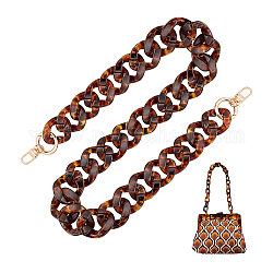 Anses de sac en chaîne gourmette en acrylique à motif imprimé léopard, fermoirs alliage pivotantes, pour les accessoires de remplacement de sac à bandoulière, selle marron, 80.5 cm
