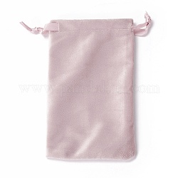 Borse con coulisse di gioielli in velluto, con nastro di raso, rettangolo, rosa nebbiosa, 15x10x0.3cm