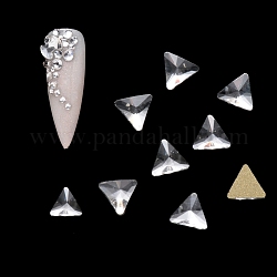 Flat Back Glass Rhinestone Cabochons, Nail Art Decoration Accessories, Faceted, Triangle, Crystal, 5x5.5x2mm, 20pcs/bag