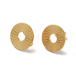 304 orecchini a bottone in acciaio inossidabile, con anelli verticali, ciambella, oro, 14mm, Foro: 2.7 mm, ago :0.5mm