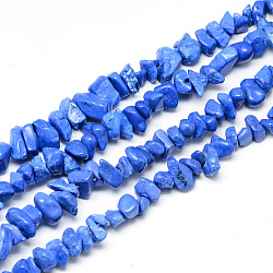 Filo di perline turchesi sintetici, tinto, pezzo, blu royal, 5~13x5~13x1~7mm, Foro: 1 mm, circa 240~420pcs/filo, 34.6 pollice