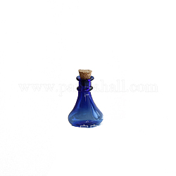 Leere wunschflaschen aus miniaturglas, mit Korken, Mikro-Landschaftsgarten-Puppenhauszubehör, Fotografie Requisiten Dekorationen, mittelblau, 22x27 mm