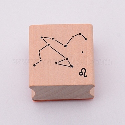 Timbres en bois, avec du caoutchouc, carré avec douze constellations, leo, 30x30x24mm