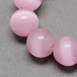 Cat Eye Beads Strands, Round, Pearl Pink, 9.5~10mm, Hole: 1mm, about 40pcs/strand, 14.5 inch