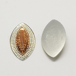 Horse Eye Resin Cabochons, Silver Bottom Plated, Camel, 45x25x6mm, about 150pcs/bag