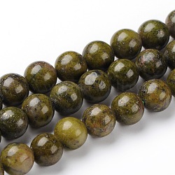 Brins de perles rondes en épidote naturelle, 8mm, Trou: 1mm, Environ 46~48 pcs/chapelet, 15.74 pouce