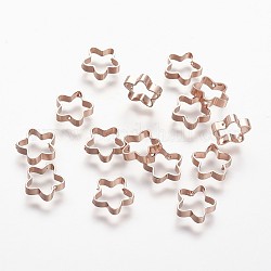 Rack Plating Brass Bead Frames, Long-Lasting Plated, Star, Rose Gold, 9.5x2.5mm, Hole: 1mm