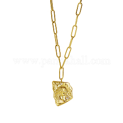 Colliers pendentif en forme de fille en acier inoxydable, avec des perles d'imitation de perles, véritable 18k plaqué or, 17.72 pouce (45 cm)