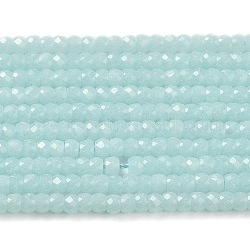 Brins de perles en pierre synthétique, facette, ronde, brillent dans le noir, lumière bleu ciel, 3x2mm, Trou: 0.6mm, Environ 156 pcs/chapelet, 14.17 pouce (36 cm)