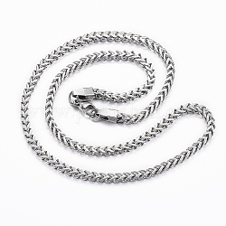 Collares de cadena de trigo de 304 acero inoxidable, con cierre de langosta, color acero inoxidable, 21.26 pulgada (54 cm), 3.5x3.5mm
