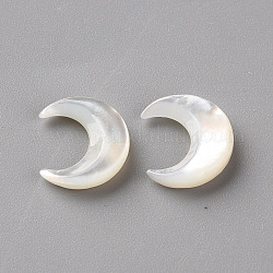 Perles de coquillage blanc naturel, pas de trous / non percés, lune, 10x8x2mm