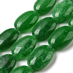 Natürliche Malaysia Jade Perlen Stränge, gefärbt, Flachoval, dunkelgrün, 18x12.5x6 mm, Bohrung: 1.2 mm, ca. 22 Stk. / Strang, 15.43'' (39.2 cm)