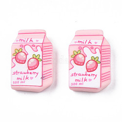 Cabochons en résine opaque, bouteille de boisson au lait à la fraise, rose, 18x12.5x4~5.5mm