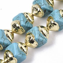 Perles de turquoise synthétique, avec de la pâte polymère électrolytique, polygone, 18~19x12~13x12~13mm, Trou: 1mm