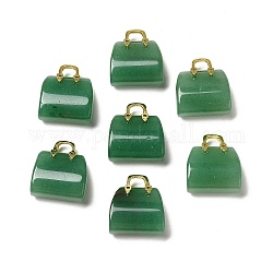 Pendenti in ottone avventurina verde naturale, ciondoli per borsetta, oro, 27.5x26x12mm, Foro: 6.3x5 mm