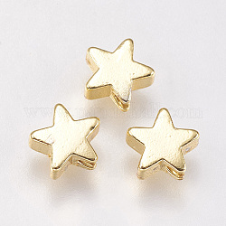 Perles en laiton, étoiles du nord, or, 6x6x2.5~3.3mm, Trou: 1mm