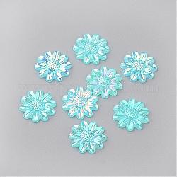 Acryl Cabochons, ab Farbe plattiert, Gänseblümchen, Deep-Sky-blau, 12x2 mm