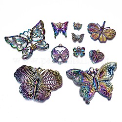 Pendenti in lega color arcobaleno e connettori di collegamento, cadmio & nichel &piombo libero, farfalla, 44.5x59.5x7mm, Foro: 6x5 mm, 1 pc, 10 pc / set