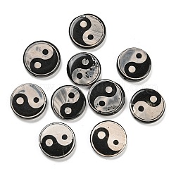 Perle yin-yang di agata naturale, tinti e riscaldato, taiji, nero, 28.6~34x6.5mm, Foro: 2 mm