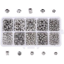 Tibetischen Stil Legierung Zwischenperlen, Mischformen, Antik Silber Farbe, Kästen: 13.5x7x3cm, 500 Stück / Karton