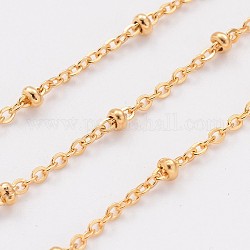 304 Stainless Steel Cable Chains, Soldered, Satellite Chains, with Spool, with Rondelle Beads, Golden, 2mm, about 65.61 Feet(20m)/roll