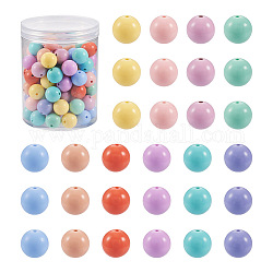 100 pièces 10 couleurs perles de silicone écologiques de qualité alimentaire, perles à mâcher pour les jouets de dentition, Diy soins infirmiers colliers faisant, ronde, couleur mixte, 15mm, Trou: 2mm, 10 pcs / couleur