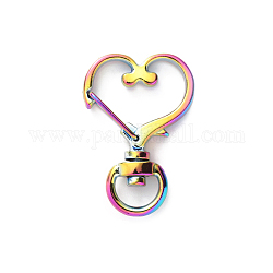 Cierres de mosquetones giratorios de aleación, corazón, color del arco iris, 35x24mm