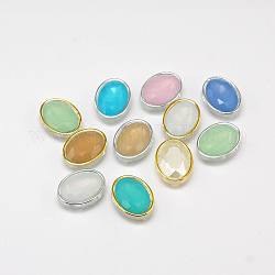 Sew on Taiwan Acrylic, Garment Accessories, Faceted, Oval, Mixed Color, 12x10x5.5mm, Hole: 0.5mm
