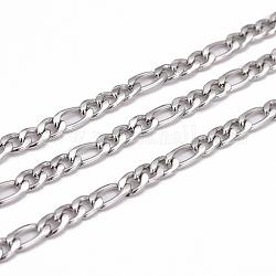 304 Stainless Steel Mother-Son Chains, Unwelded, Stainless Steel Color, 4~6x3mm