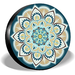 Housse de pneu en polyester, avec bande de contraction, plat et circulaire avec motif, motif de fleur, 600~690mm