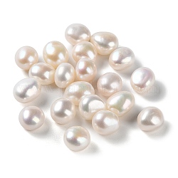 Culture des perles perles d'eau douce naturelles, deux faces polies, sans trou, ovale, fumée blanche, 8.5~10x6.5~9mm