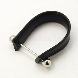 Componentes del anillo del cordón de goma, con fornituras de latón, negro, 10x19~28mm