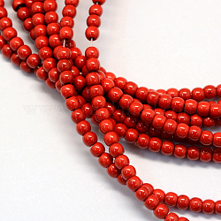 Fili di perline turchese sintetico, tondo, tinto, rosso, 6x5.5~6mm, Foro: 1.5 mm, circa 62~68pcs/filo, 14.9 pollice~15.7 pollici