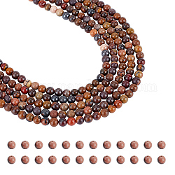 NBEADS 5 Strands About 490 Pcs Round Natural Stone Beads, 4mm Chinese Writing Stone Beads Loose Gemstone Beads Spacer Beads for DIY Crafts Bracelet Necklace Jewelry Making