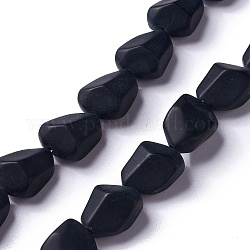Fili di perline di vetro smerigliato opaco, pepite, nero, 15x12x9.5mm, Foro: 1 mm, circa 40pcs/filo, 23.62'' (60 cm)