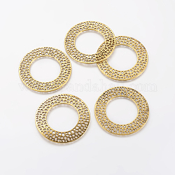 Tibetan Style Alloy Rondelle Big Pendants, Lead Free and Cadmium Free, Antique Golden, 50x1.5mm