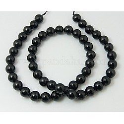Tormalina naturale fili di perle, tondo, nero, 4mm, Foro: 0.8 mm, circa 95pcs/filo, 15.5 pollice (39.3 cm)