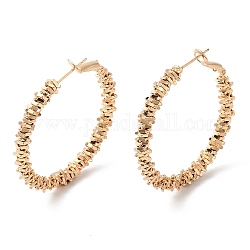 Boucles d'oreilles créoles en perles de laiton, or clair, 39mm, pin: 0.6 mm