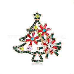 Брошь со стразами в виде рождественской елки, брошь из легкого золотого сплава для рюкзака с одеждой, красочный, 43x41 мм