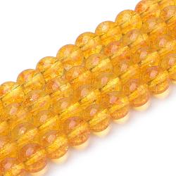 Synthétiques perles citrine brins, ronde, teinte, 6x6mm, Trou: 1mm, Environ 62 pcs/chapelet, 15.5 pouce