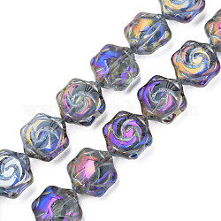 Chapelets de perles en verre électroplaqué, couleur ab , fleur, orchidée noire, 16x14.5x7.5mm, Trou: 1mm, Environ 40 pcs/chapelet, 24.80 pouce (63 cm)