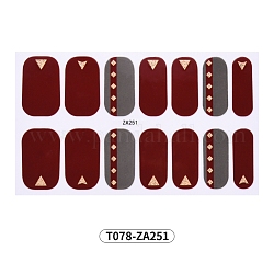 Наклейки с лаком для ногтей с цветочным принтом и леопардовым принтом, самоклеящиеся полоски для ногтей с блестками, с бесплатными буферными файлами для маникюра, седло коричневый, 25x8.5~15 мм, 14шт / лист