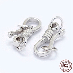 Застежки-крючки из стерлингового серебра с родиевым покрытием, платина, 13.5x5x2.5 мм, отверстия : 3 mm и 5x3 мм