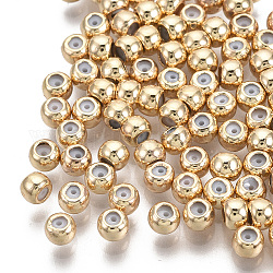 Perline in ottone, con gomma all'interno, perle scorrevoli, branelli del tappo, nichel libero, tondo, vero placcato oro 18k, 3x2.5mm, Foro: 1.5 mm, foro di gomma: 0.5 mm