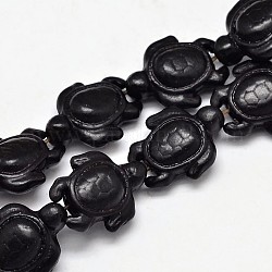 Tinti turchese sintetico fili di perline, tartaruga di mare, nero, 17~18x14x6~8mm, Foro: 1 mm, circa 23pcs/filo, 15 pollice