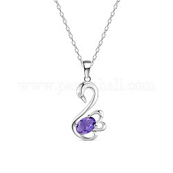 Ожерелье shegrace 925 из стерлингового серебра, кубический цирконий aaa , лебедь, средне фиолетовый, 17.71 дюйм