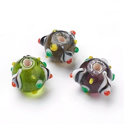 Handmade Bumpy Lampwork Beads, Colorful, 12~16x8~11mm, Hole: 3mm, about 33pcs/strand, 13.39 inch(34cm)
