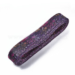 Mesh Ribbon, Plastic Net Thread Cord, with Flower Pattern, Purple, 50mm, about 50yards/bundle